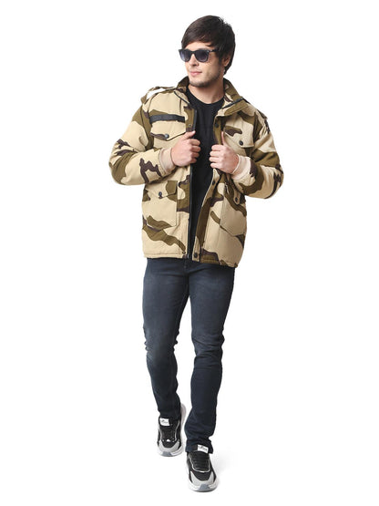 Trendzmy Men Printed Quilted Jacket CISF