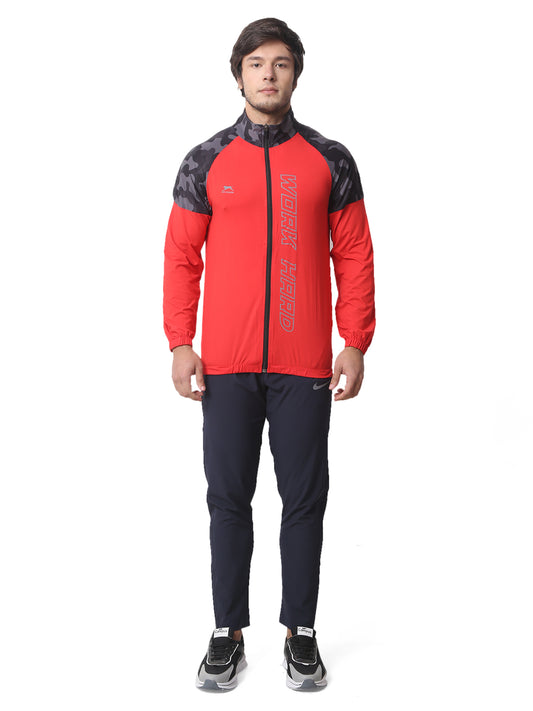 Men Colourblocked Red Lightweight Running Sporty Camou running jacket