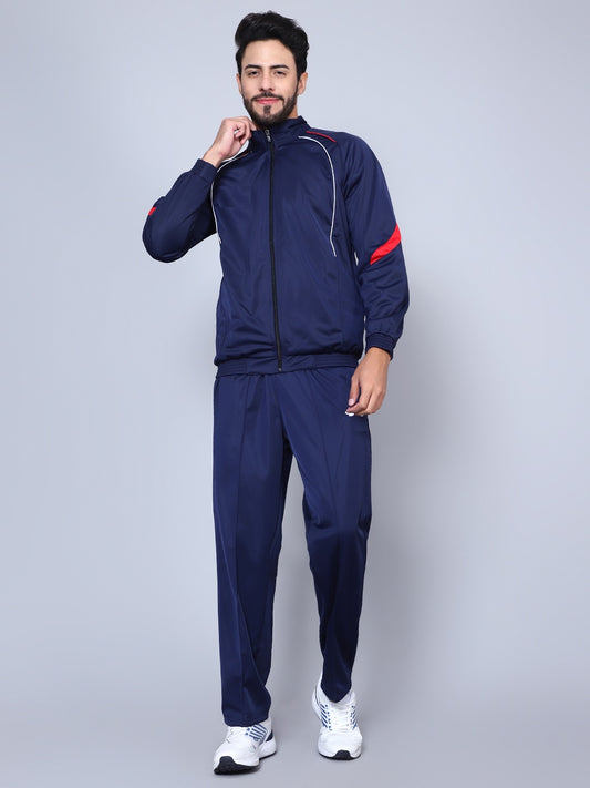 Men Color blocked 445A Navy Blue with Red Pipe Racer-suit 2.0 Tracksuit