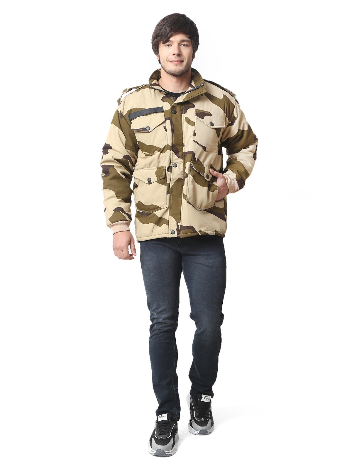 Trendzmy Men Printed Quilted Jacket CISF