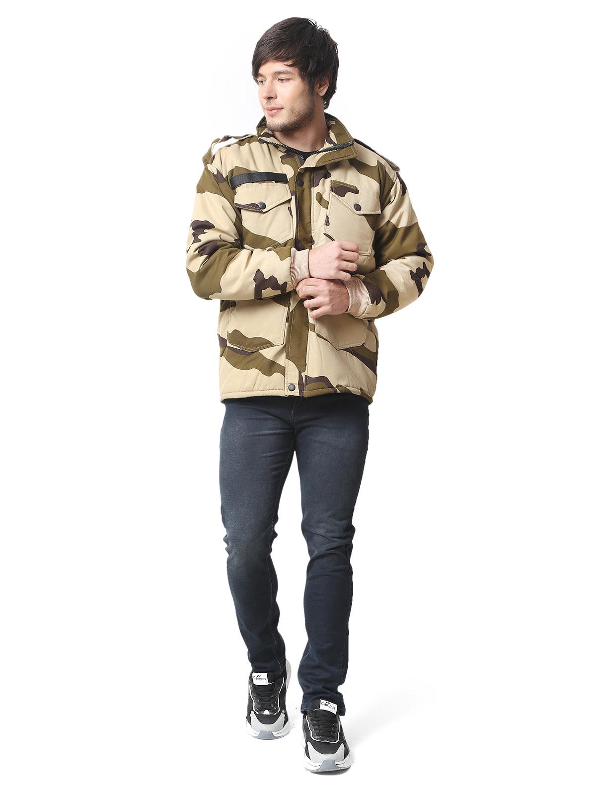 Trendzmy Men Printed Quilted Jacket CISF