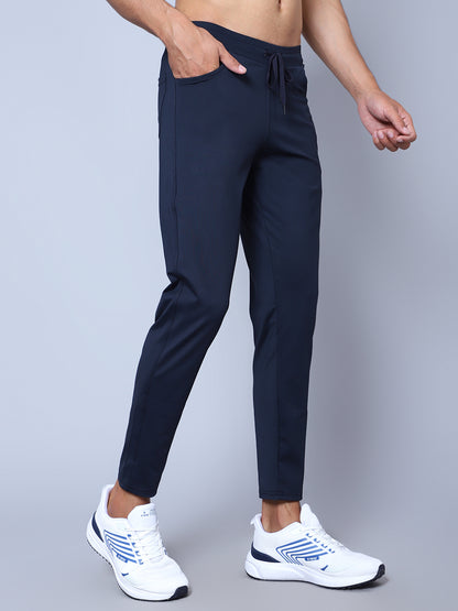 Men Mid Rise Sports Navy Blue Track Pants