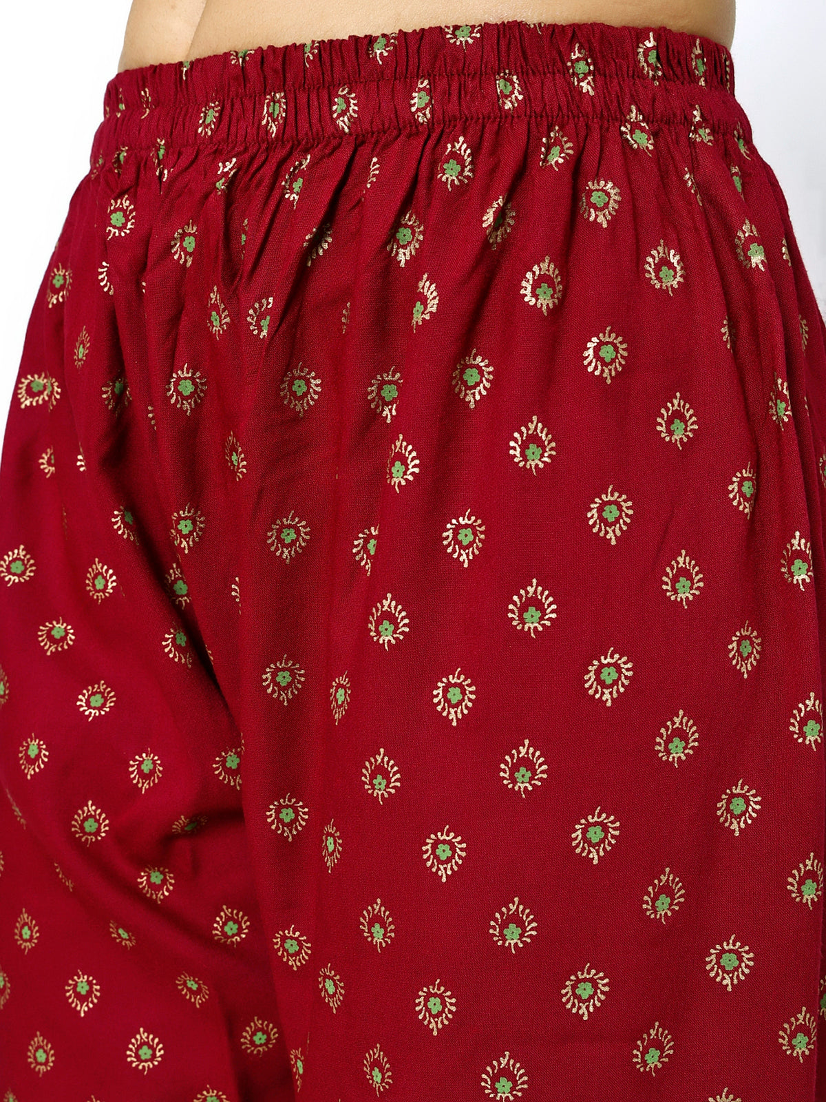 Trendzmy Women Maroon Floral Printed Round Neck Anarkali Kurta With Trousers & Dupatta (Plus Size Available) (Copy)