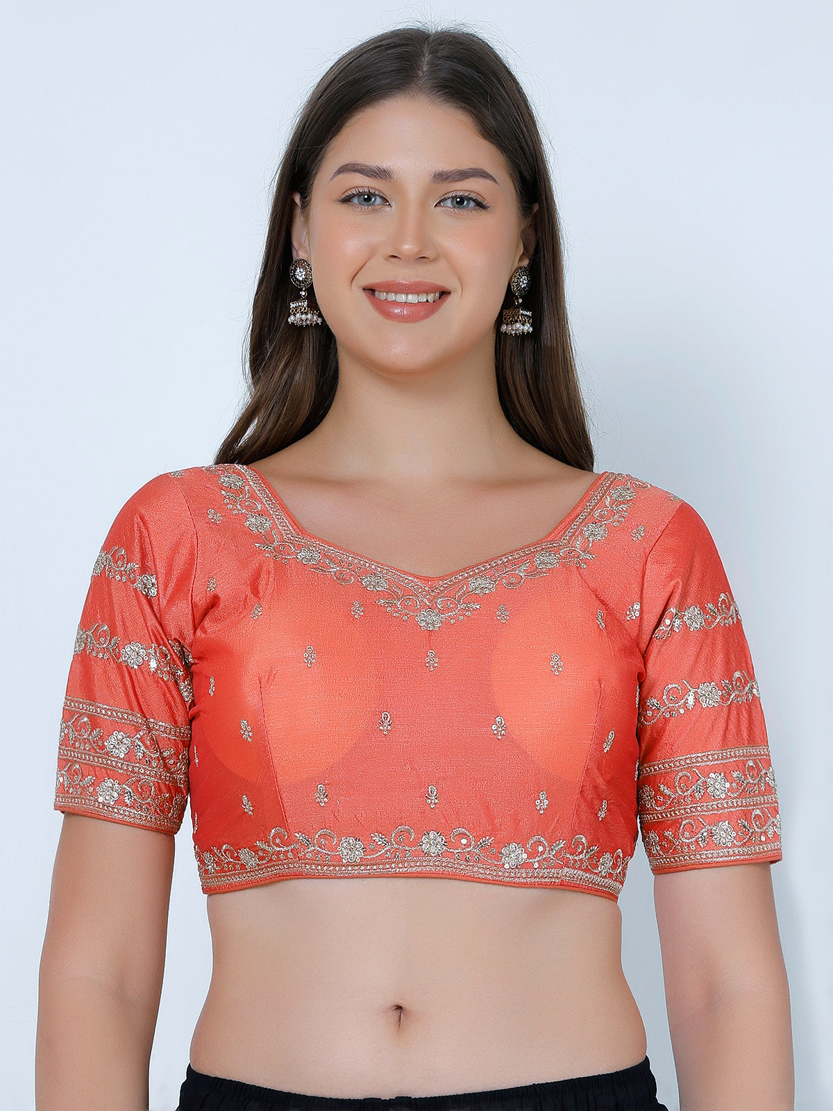 Trendzmy Booty Work Peach Cotton Silk Blouse