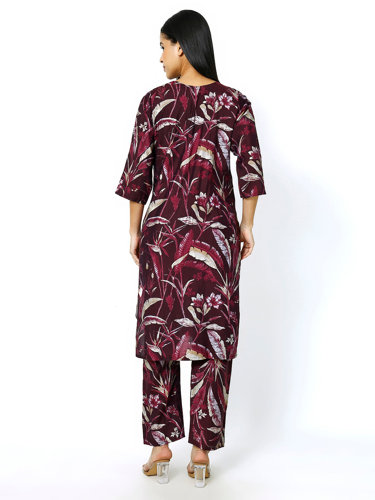 Trendzmy Women Embroidery Masleen Cotton Kurti Set Ethnic Printed Maroon Color (Plus Size Available)