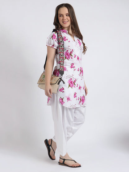 Trendzmy Women Printed Pink Kurta and Salwar Set Pure Cotton