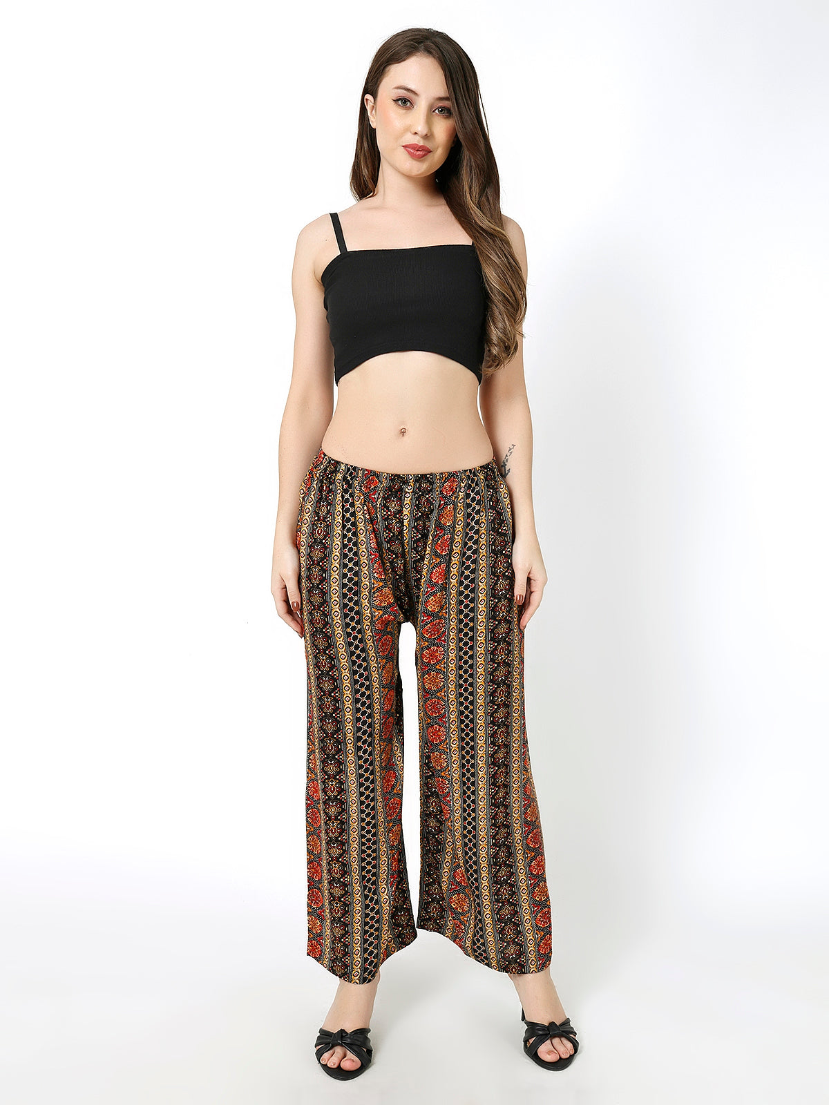 Rayon Pant Multi Color Palazzo free size