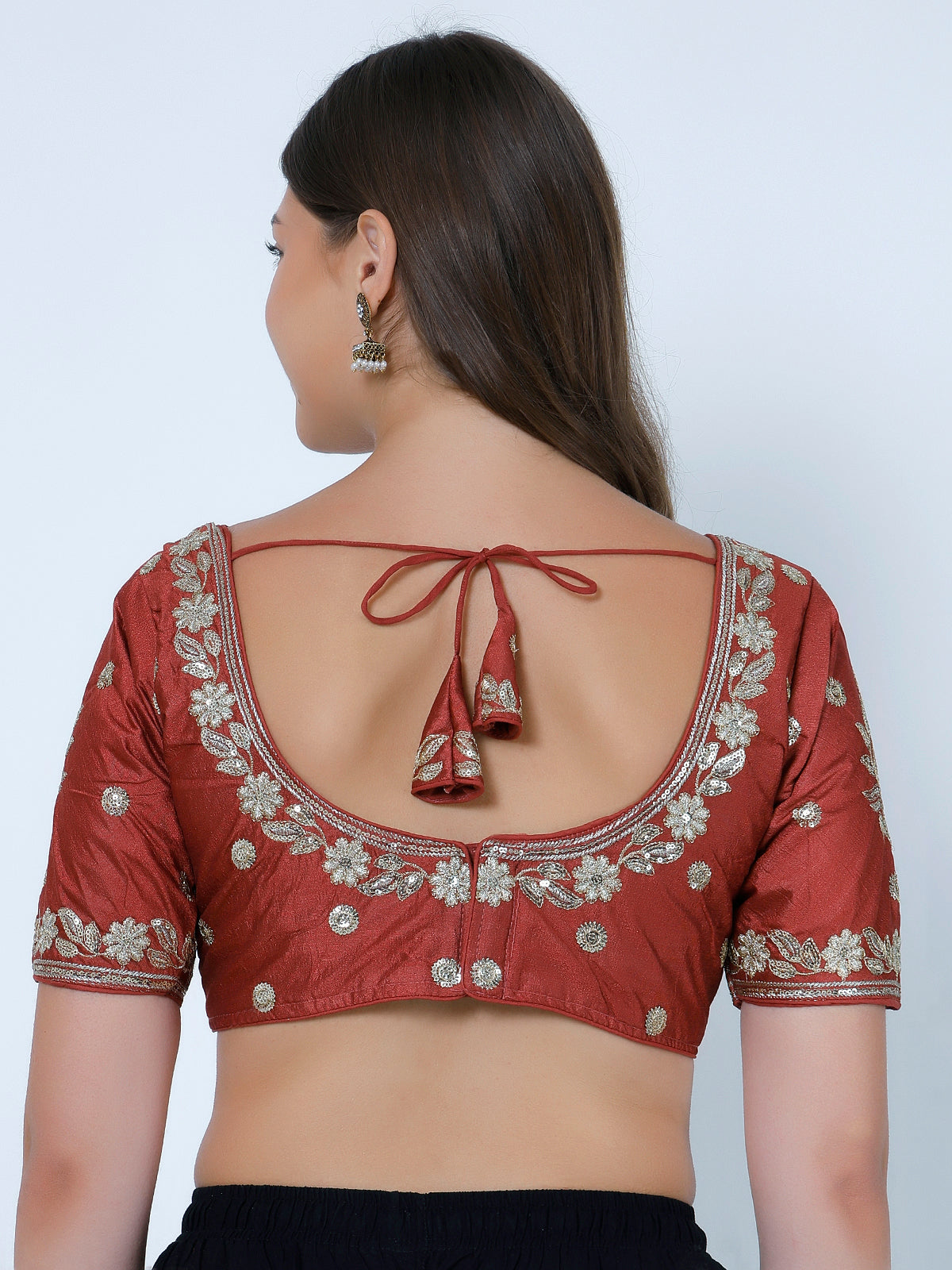 Trendzmy Choli Cut Maroon Cotton Silk Blouse