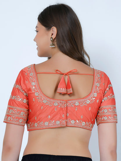 Trendzmy Booty Work Peach Cotton Silk Blouse