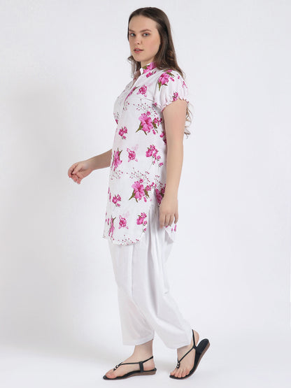 Trendzmy Women Printed Pink Kurta and Salwar Set Pure Cotton