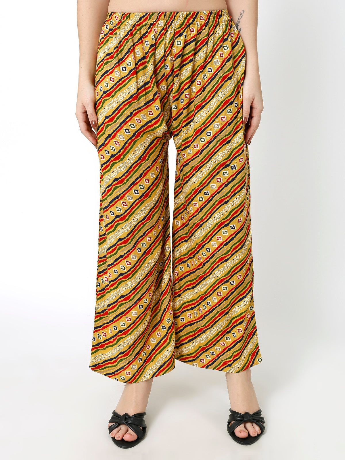 Rayon Printed yellow multi color palazzo