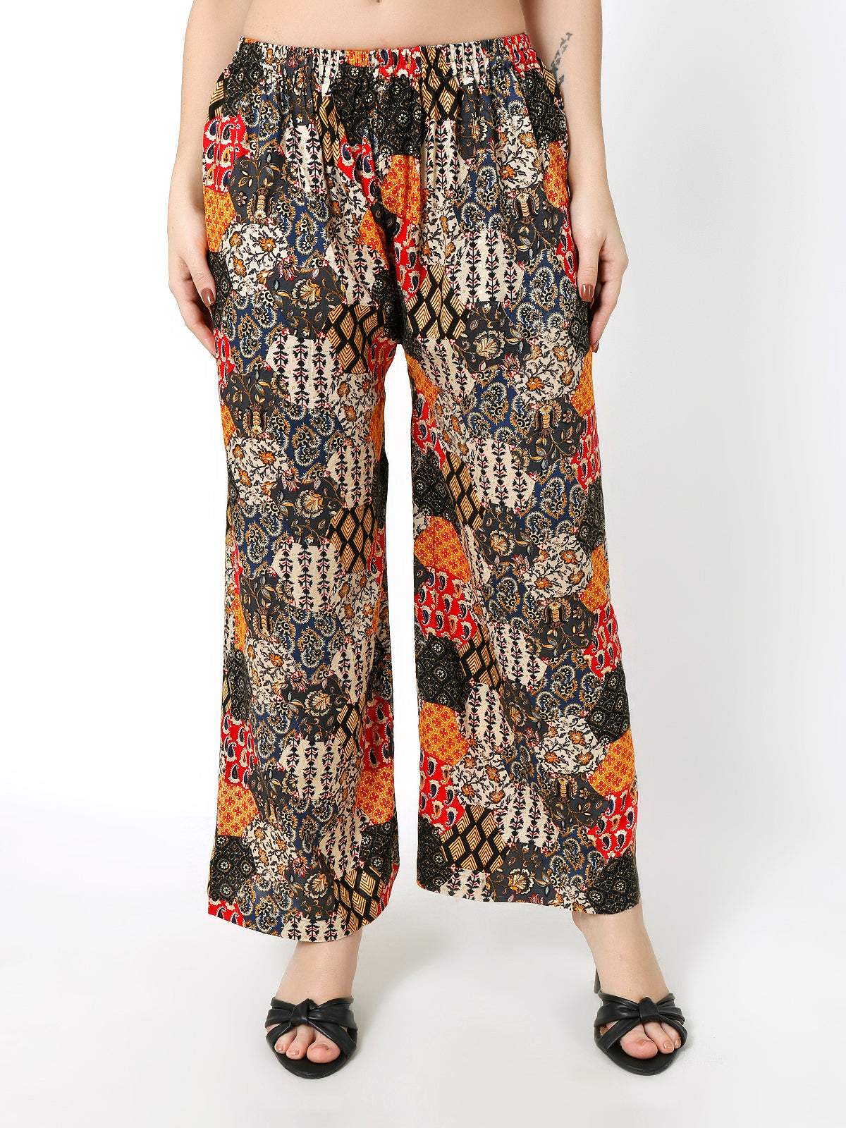 Rayon Printed Orange multi color palazzo