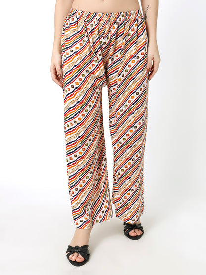 Woman's Rayon Multi Color Pant Palazzo