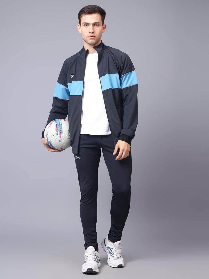 Men's Tracksuit Interlock Lycra |Navy Cyan