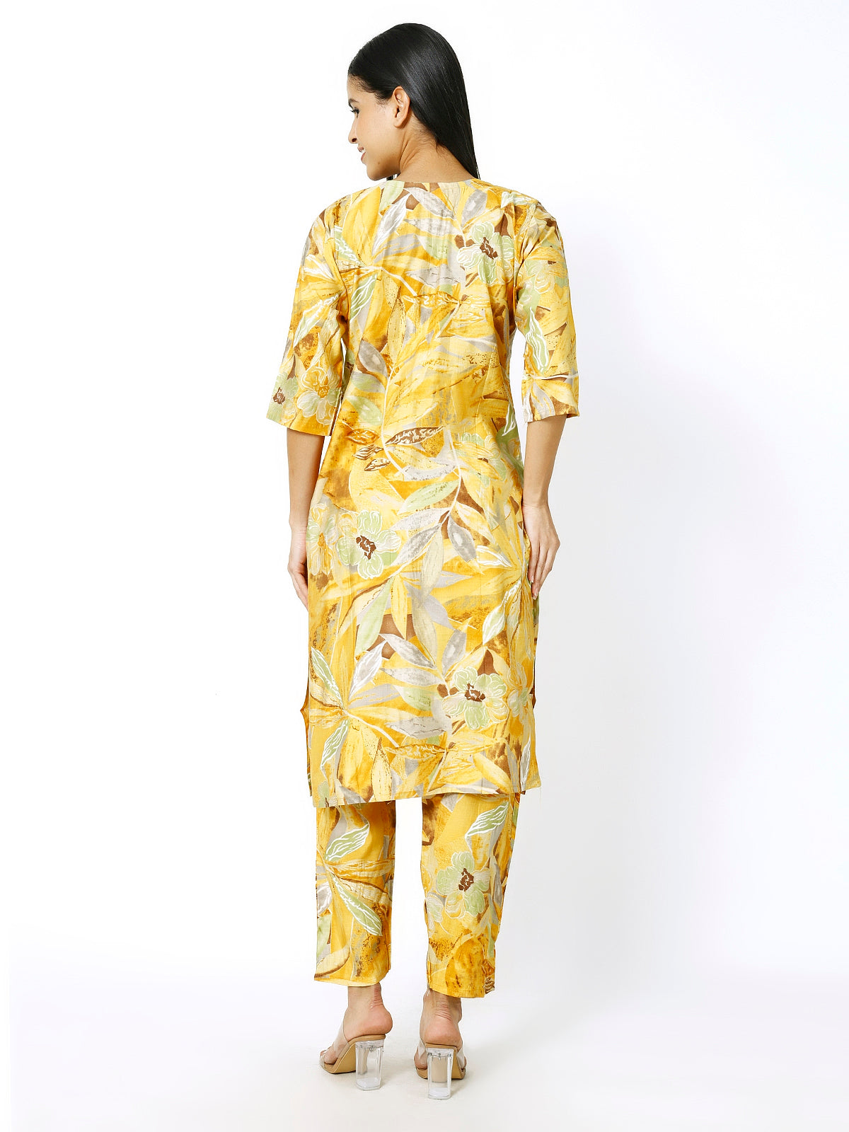 Trendzmy Women Embroidery Masleen Cotton Kurti Set Ethnic Printed Yellow Color (Plus Size Available)