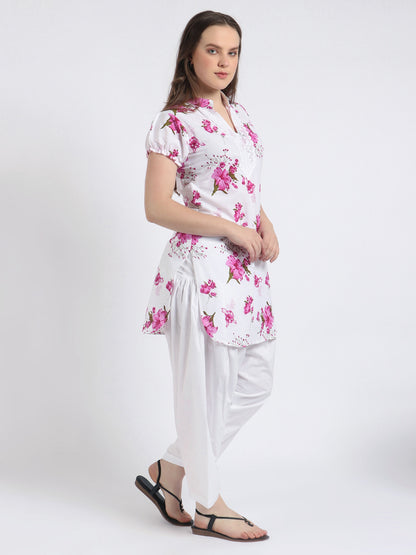 Trendzmy Women Printed Pink Kurta and Salwar Set Pure Cotton