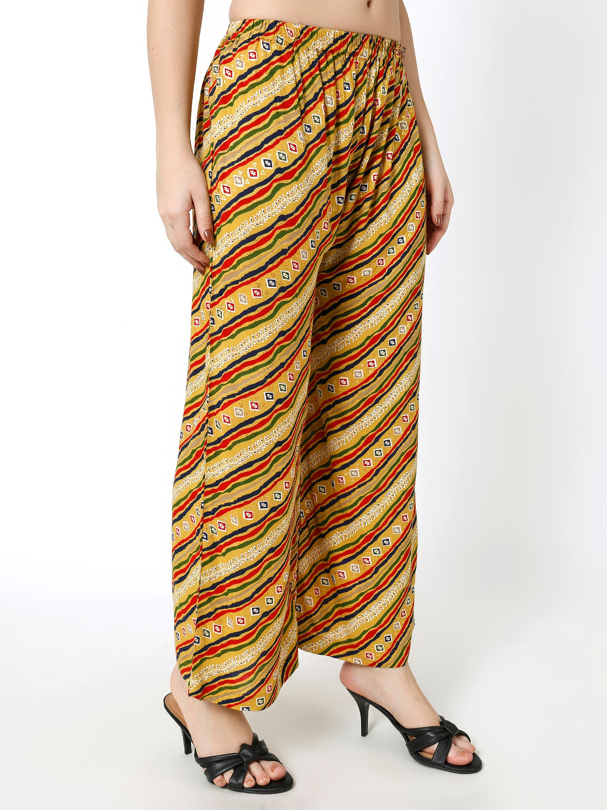 Rayon Printed yellow multi color palazzo