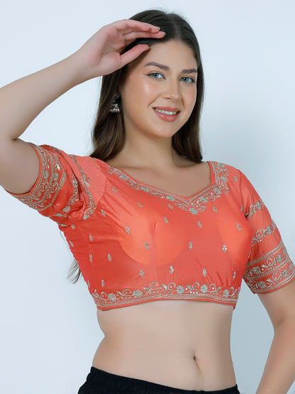 Trendzmy Booty Work Peach Cotton Silk Blouse