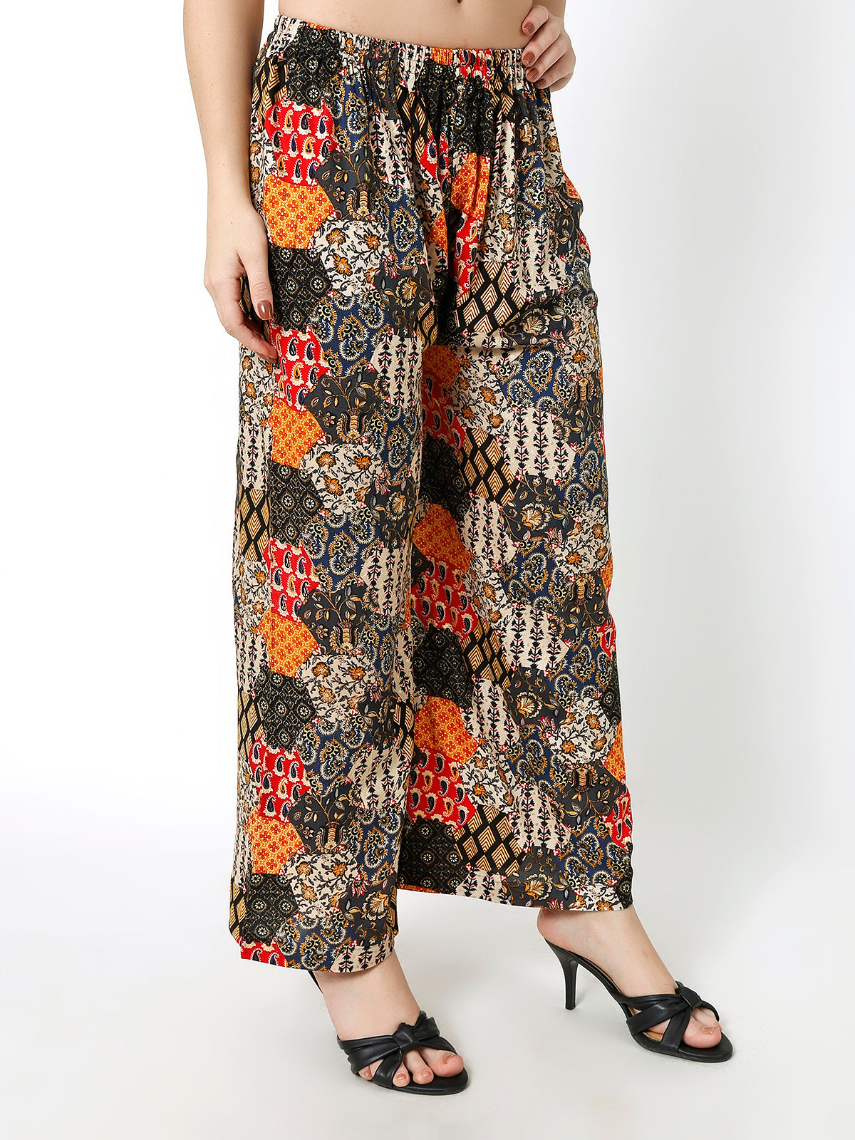 Rayon Printed Orange multi color palazzo