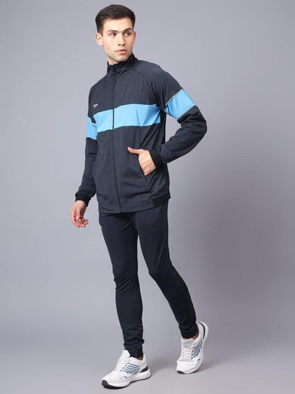 Men's Tracksuit Interlock Lycra |Navy Cyan