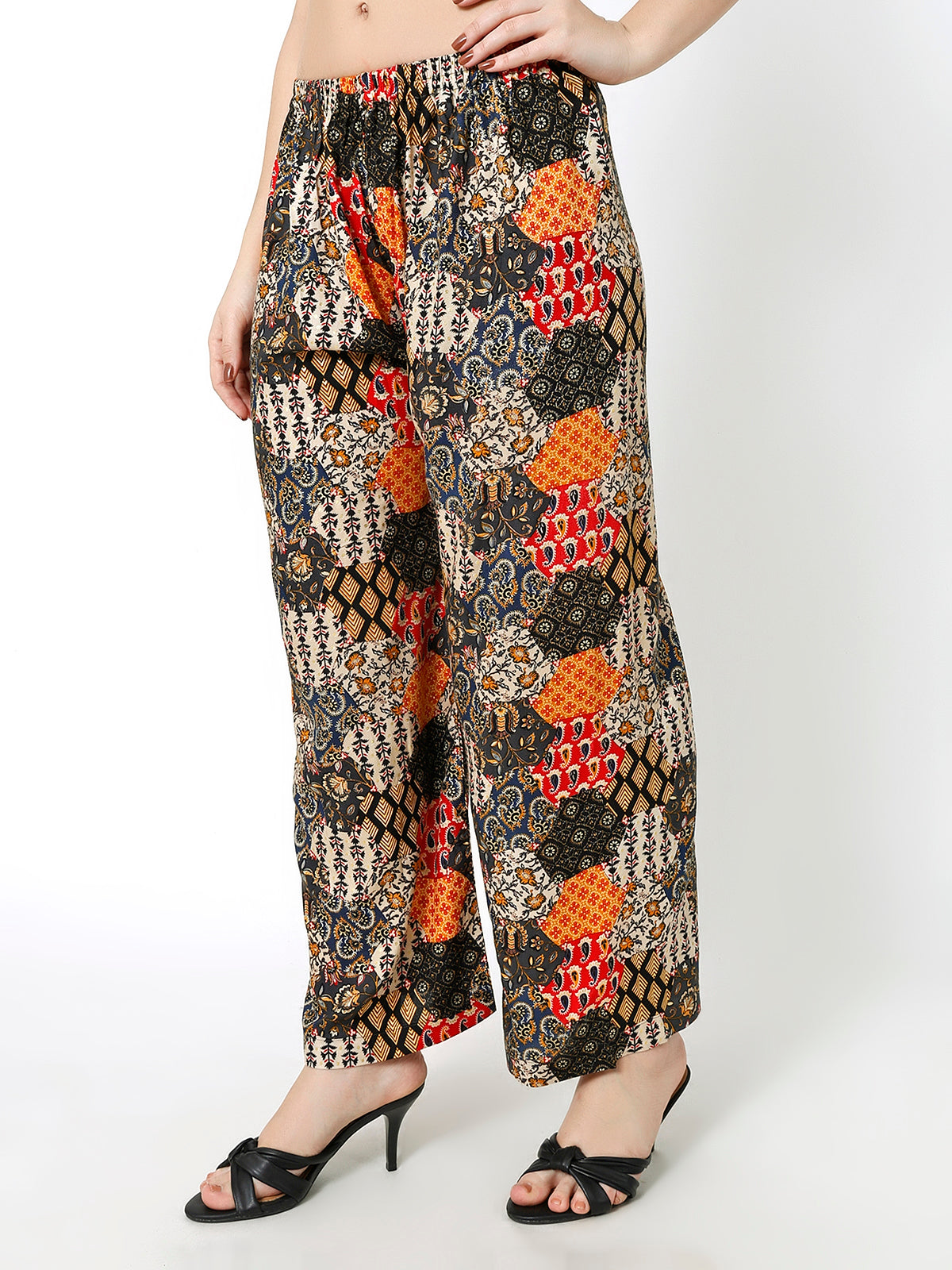 Rayon Printed Orange multi color palazzo