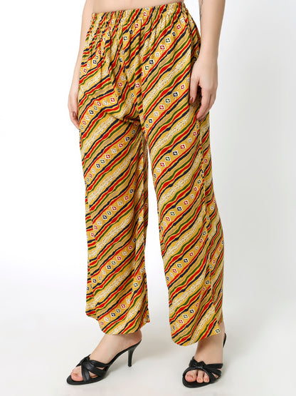 Rayon Printed yellow multi color palazzo