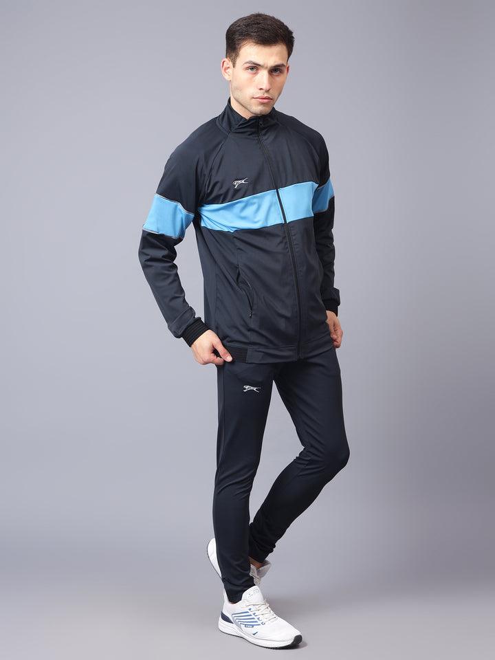 Men's Tracksuit Interlock Lycra |Navy Cyan