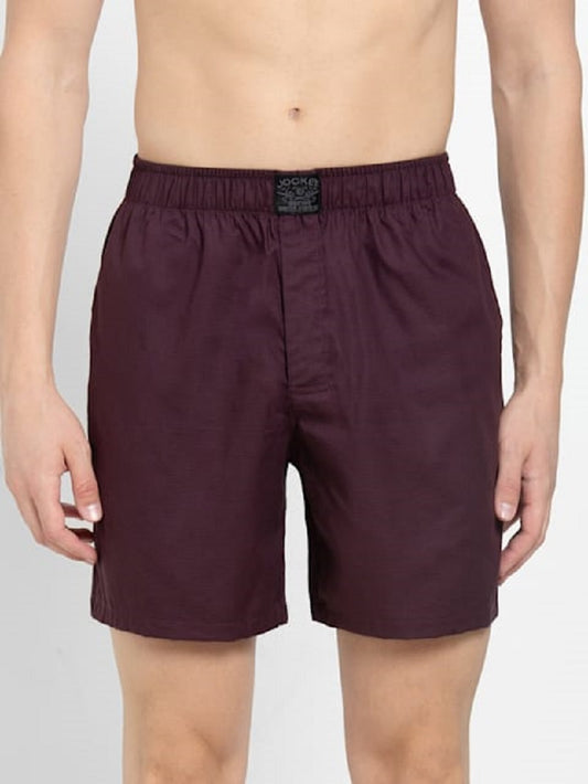 Jockey Men's Tencel Lyocell Cotton Solid Boxer Shorts with Side Pocket - Maroon