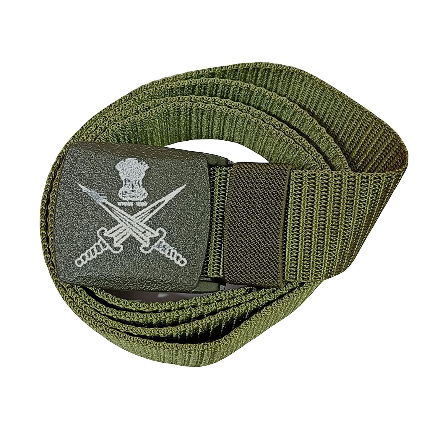 Trendzmy Indian Army Belt, Men's Nylon woven fabric Belt, Hole free plastic flap buckle