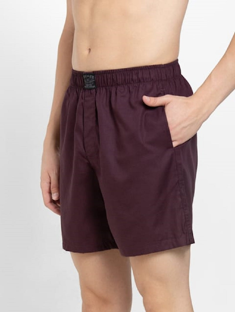 Jockey Men's Tencel Lyocell Cotton Solid Boxer Shorts with Side Pocket - Maroon