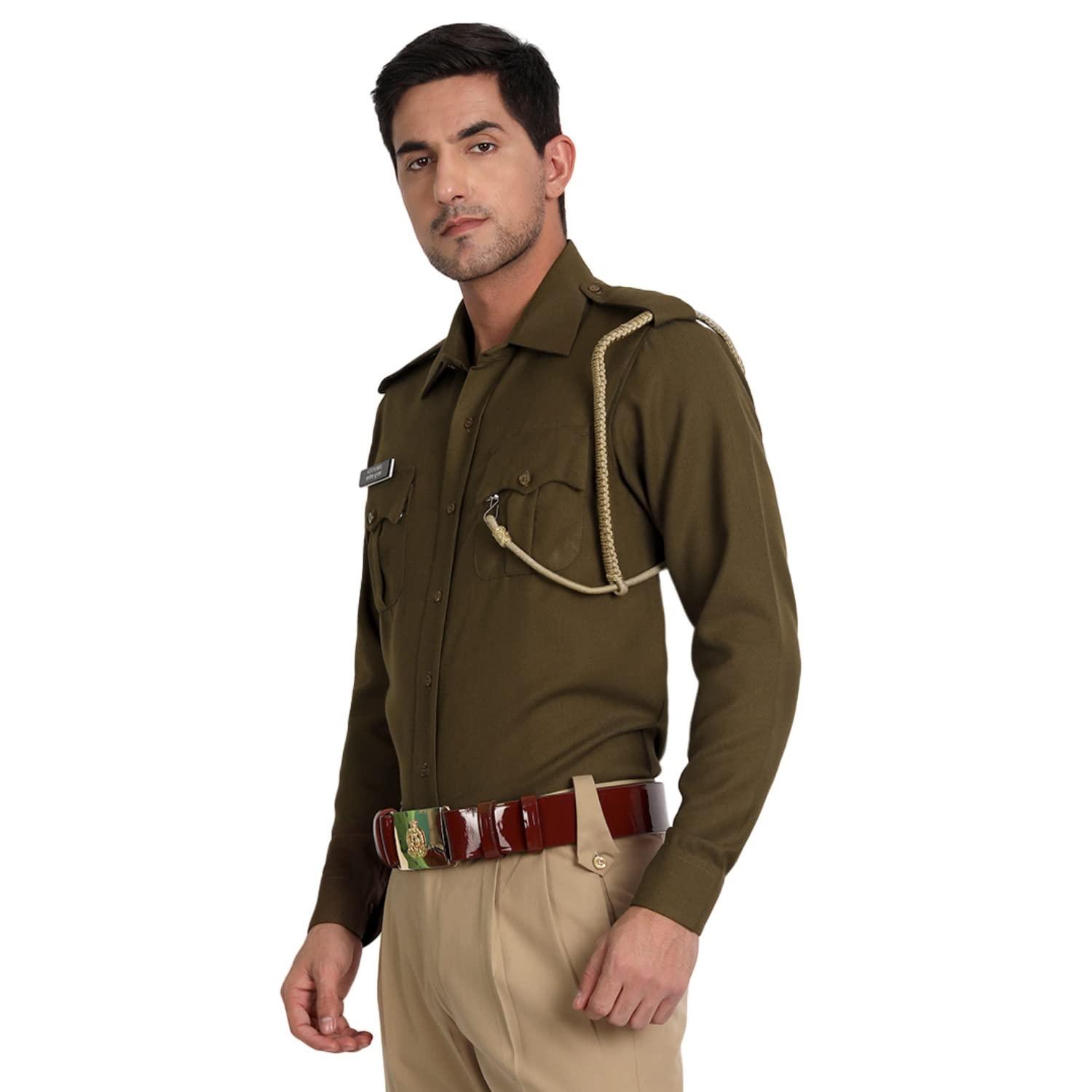 Singhania Police Winter Warm Angola Shirt - Uniform/Vardi (Olive Green)