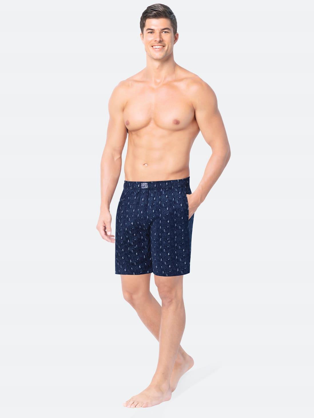 Jockey Men's Super Combed Cotton Printed Boxer Shorts with Side Pocket - Blue