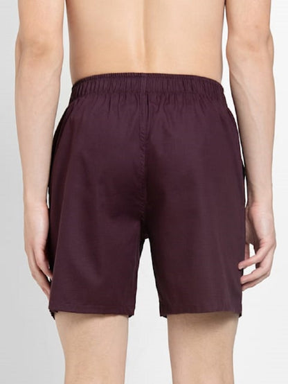 Jockey Men's Tencel Lyocell Cotton Solid Boxer Shorts with Side Pocket - Maroon