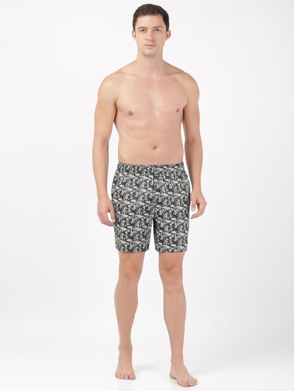 Jockey Men's Super Combed Cotton Satin Weave Printed Boxer Shorts with Side Pocket - Assorted