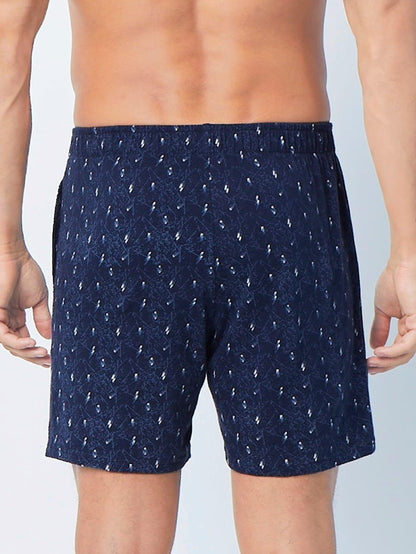 Jockey Men's Super Combed Cotton Printed Boxer Shorts with Side Pocket - Blue