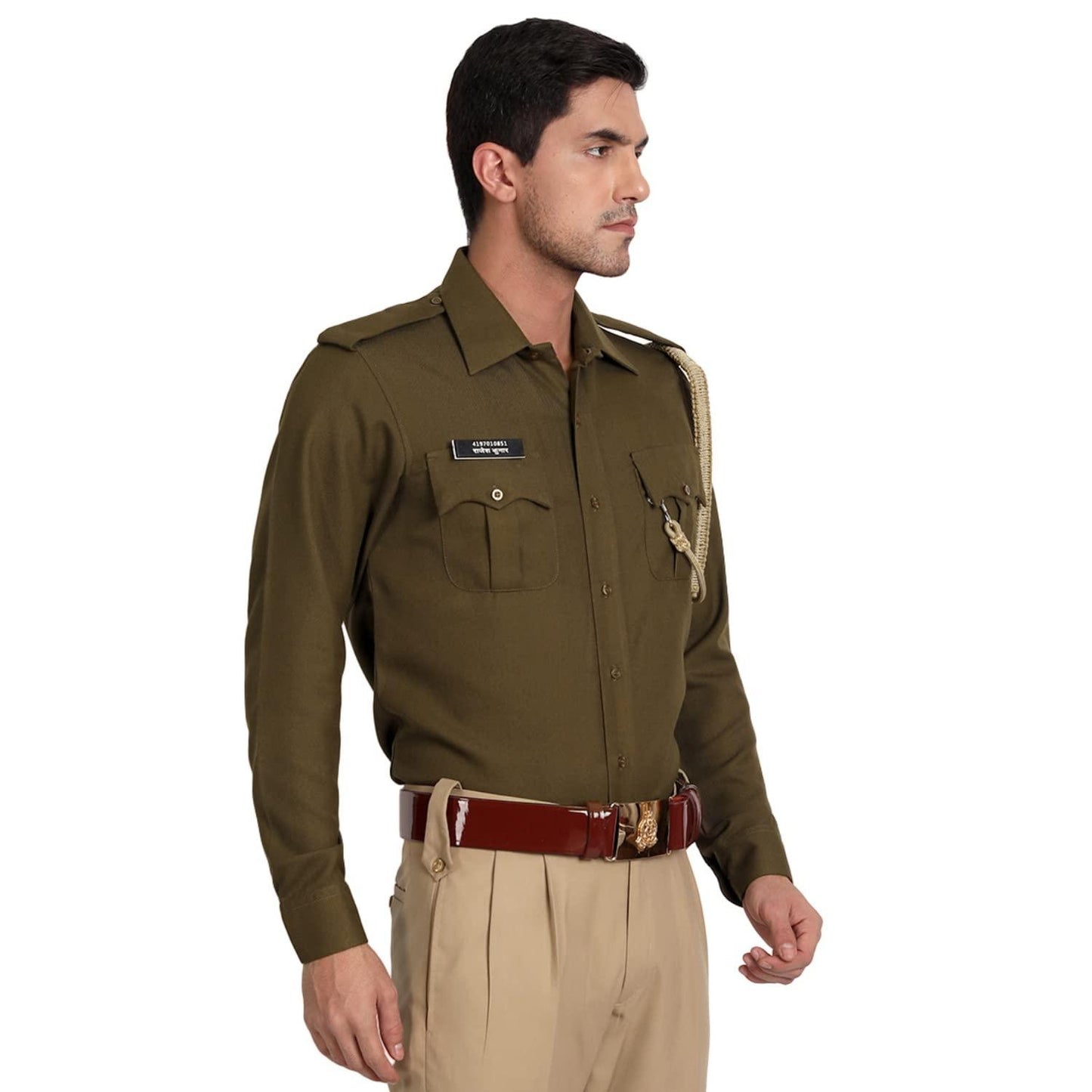 Singhania Police Winter Warm Angola Shirt - Uniform/Vardi (Olive Green)