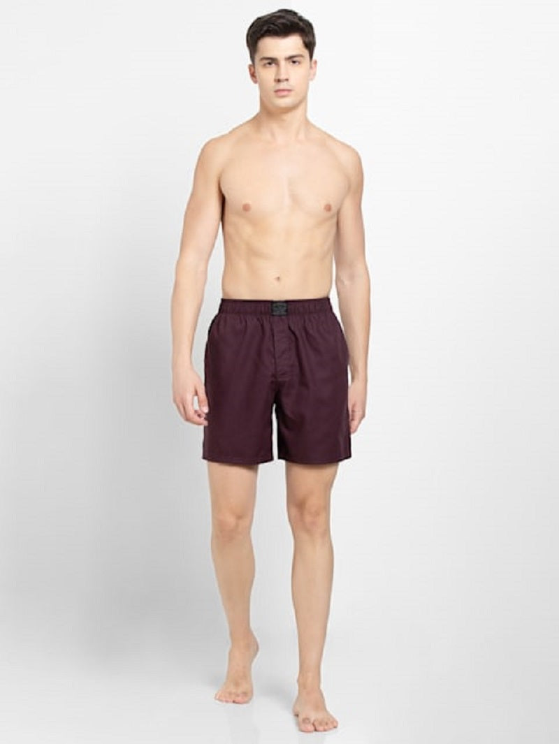 Jockey Men's Tencel Lyocell Cotton Solid Boxer Shorts with Side Pocket - Maroon