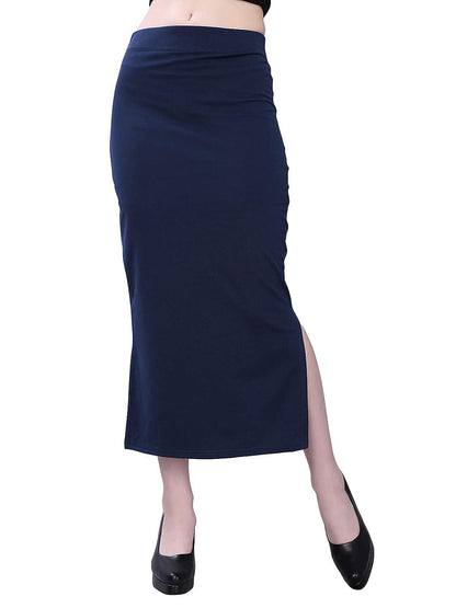 Trendzmy Women's Navy Blue Lycra Full Elastic Saree Shapewear Petticoat Free Size