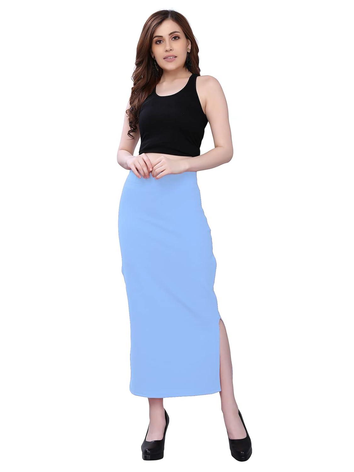 Trendzmy Women's Light Blue Lycra Full Elastic Saree Shapewear Petticoat Free Size Default Title