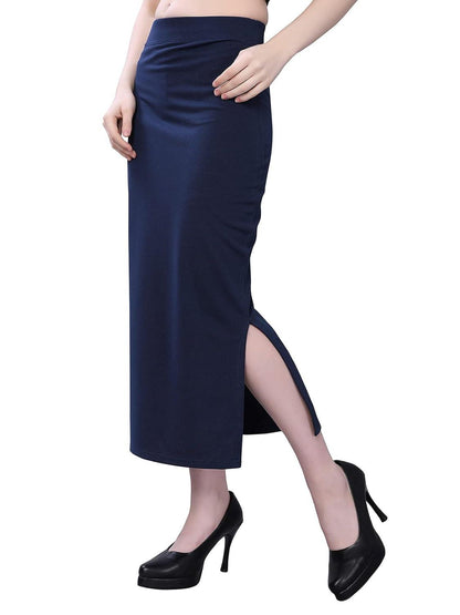 Trendzmy Women's Navy Blue Lycra Full Elastic Saree Shapewear Petticoat Free Size