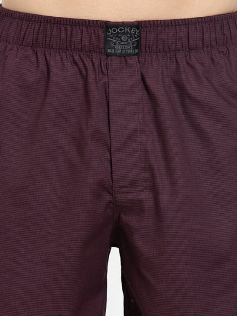 Jockey Men's Tencel Lyocell Cotton Solid Boxer Shorts with Side Pocket - Maroon