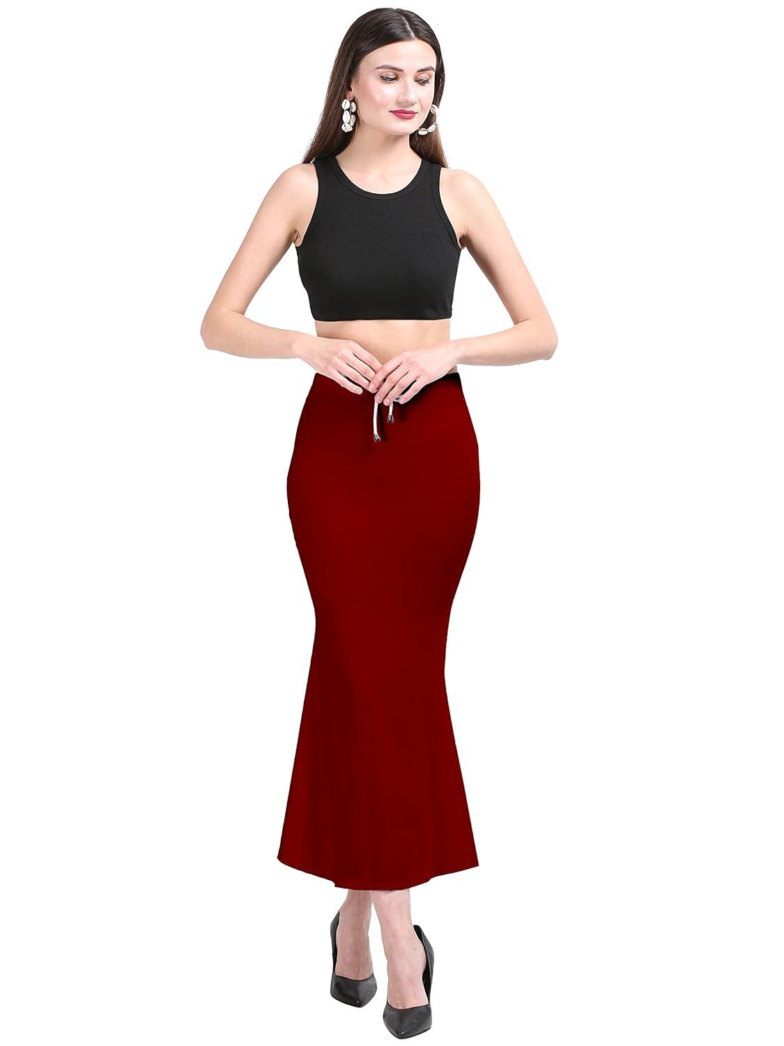 Trendzmy Women's Maroon Lycra Full Elastic Saree Shapewear Petticoat Free Size Default Title