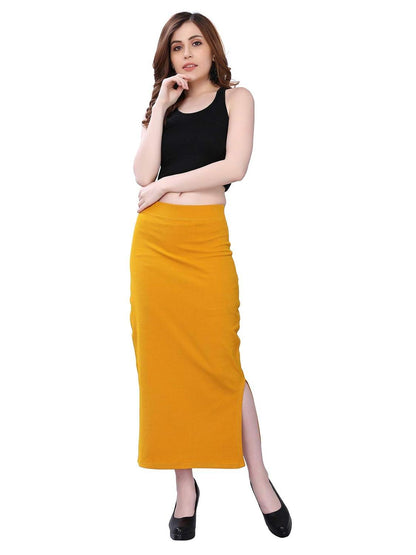 Trendzmy Women's Mustard Lycra Full Elastic Saree Shapewear Petticoat Free Size Default Title