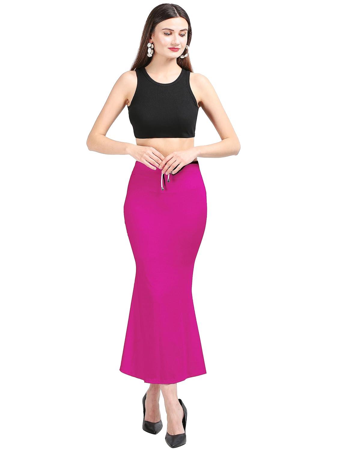 Trendzmy Women's Rani Pink Lycra Full Elastic Saree Shapewear Petticoat Free Size Default Title