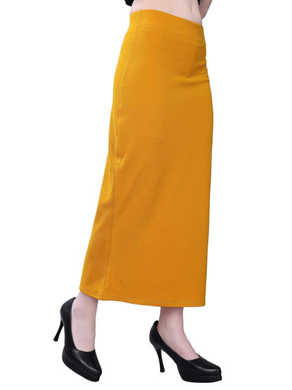 Trendzmy Women's Mustard Lycra Full Elastic Saree Shapewear Petticoat Free Size