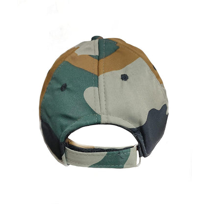 Trendzmy Cotton Indian Army Military Cap for Men & Women, Commando Soldiers Camouflage Army Symbol Printed Cap with Adjustable Strap -Free Size