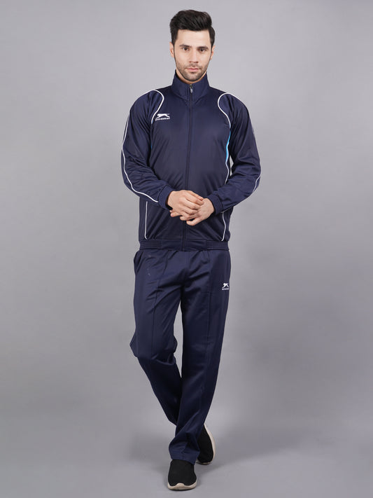 Men Navy and cyan blue Racer suit Tracksuit 418