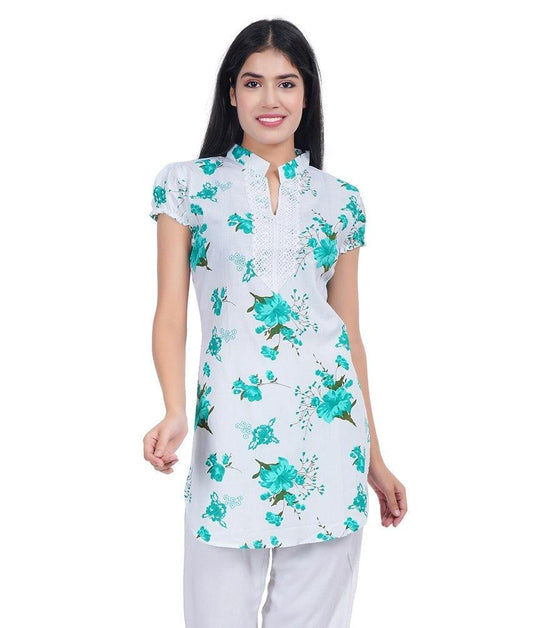 Trendzmy Women Green Printed Straight Kurta XXXL