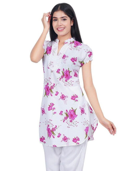 Trendzmy Women Pink Printed Straight Kurta XXXL