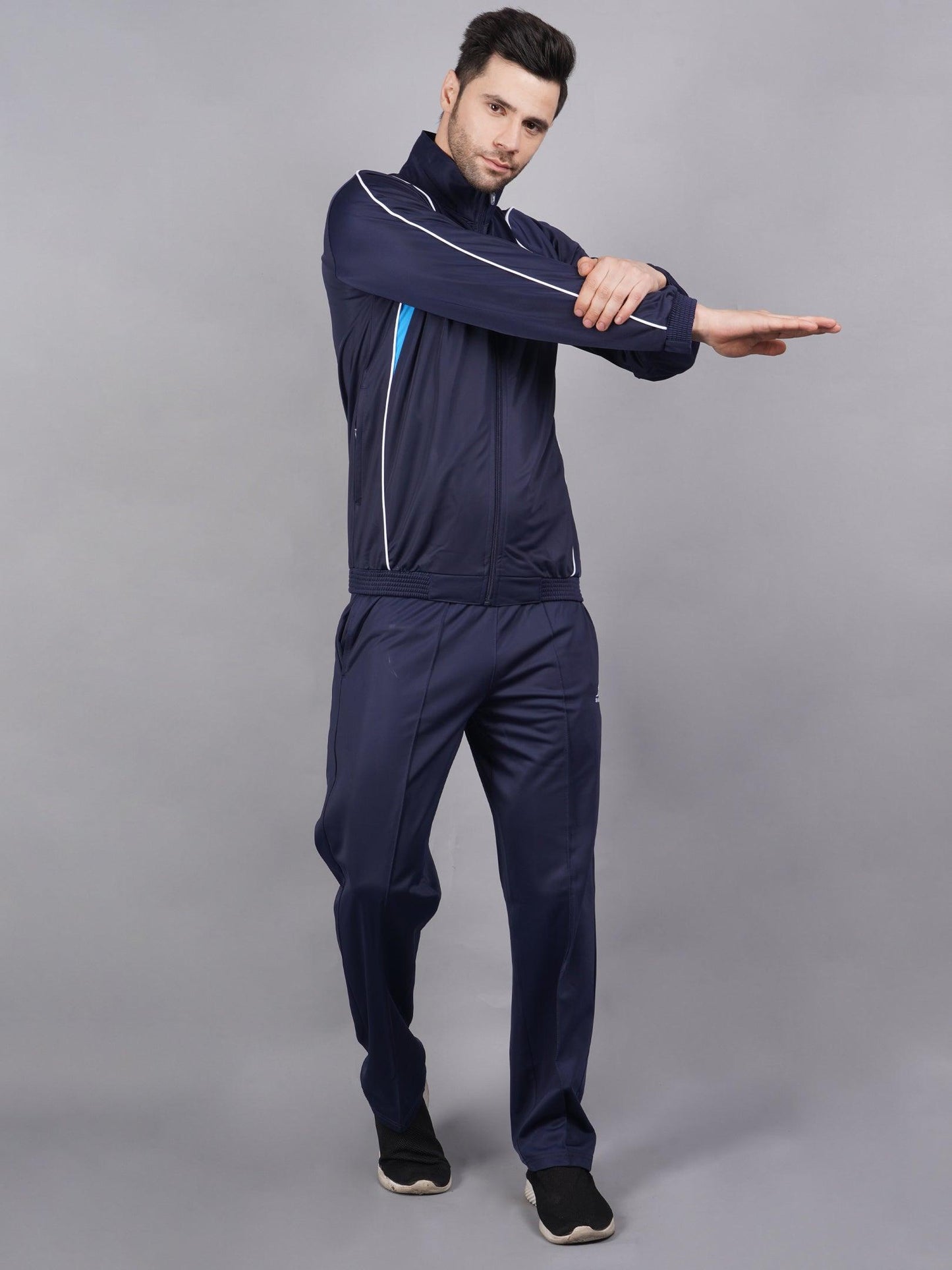 Men Navy and cyan blue Racer suit Tracksuit 418